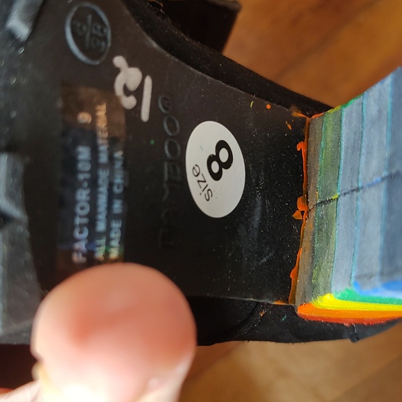 Upcycled! Fun Painted Rainbow Heel Chunky Vegan Booties Size 8 - Picture 12 of 14